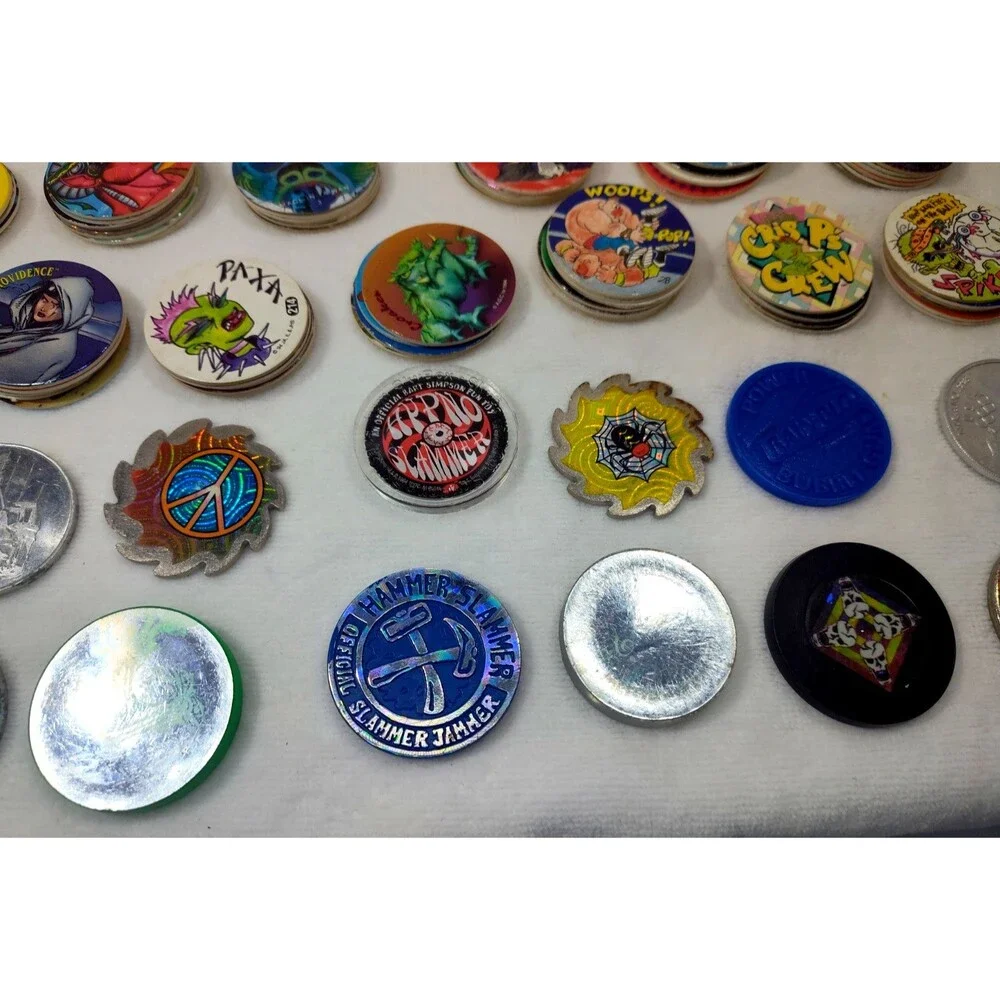 HUGE Mixed Lot 140 Vintage POG Pogs & Metal Slammers  Red 12